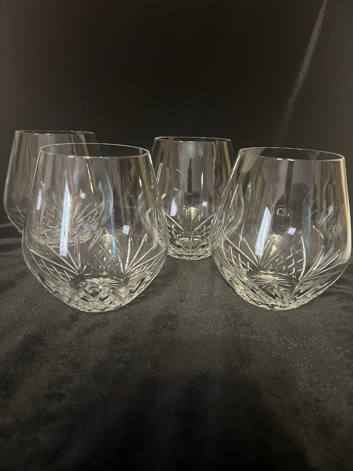 Dublin Reserve Lead Free Hand Cut Crystal Stemless Glasses Grandin Road Set of 4