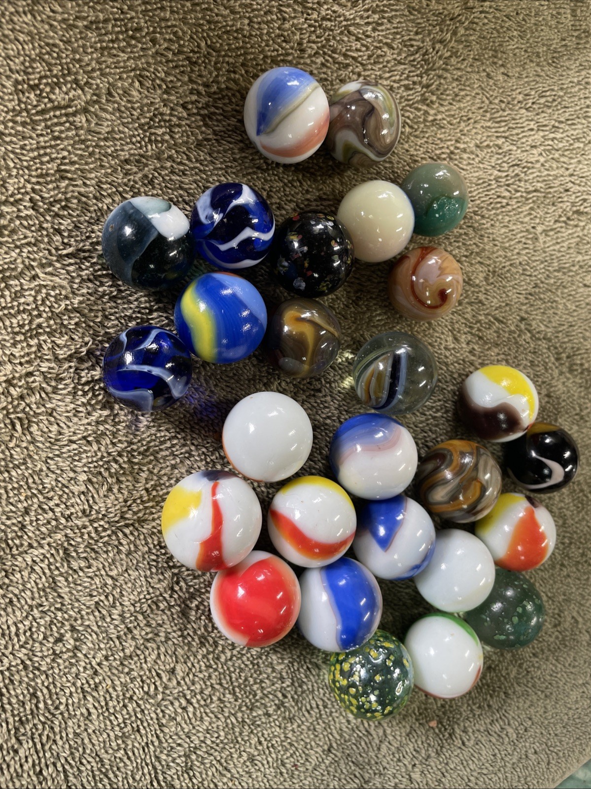 Vintage Lot Of 27 Akro Agate .82 To .97”  Glass Marbles