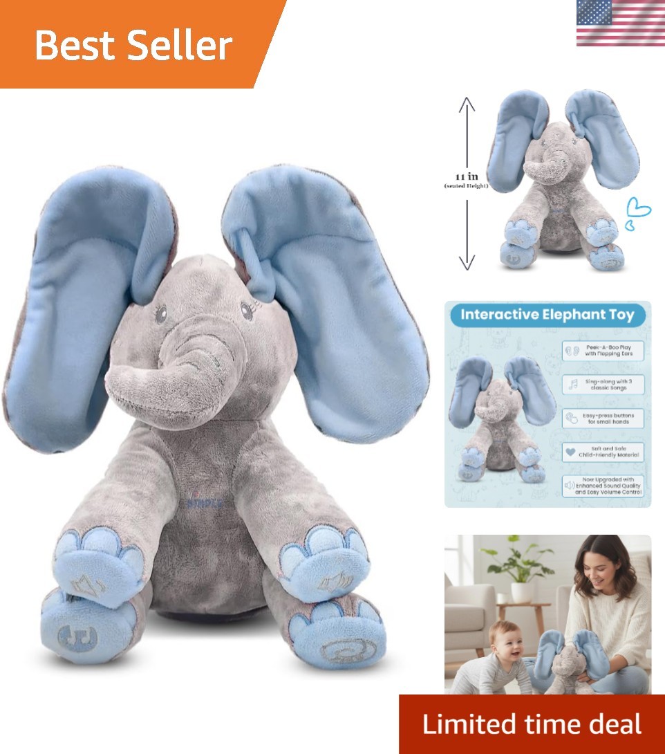 Kyle Peek A Boo Elephant Toy, Interactive Singing Stuffed Elephant Plush with...