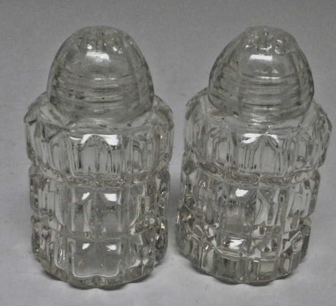2 Vintage Crystal Salt Pepper Shaker Set MCM Glass Tops West Germany