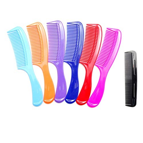  - (6 Pack) 8" Colorful Styling Essentials Round Handle Comb and (1 Pack) 5" 