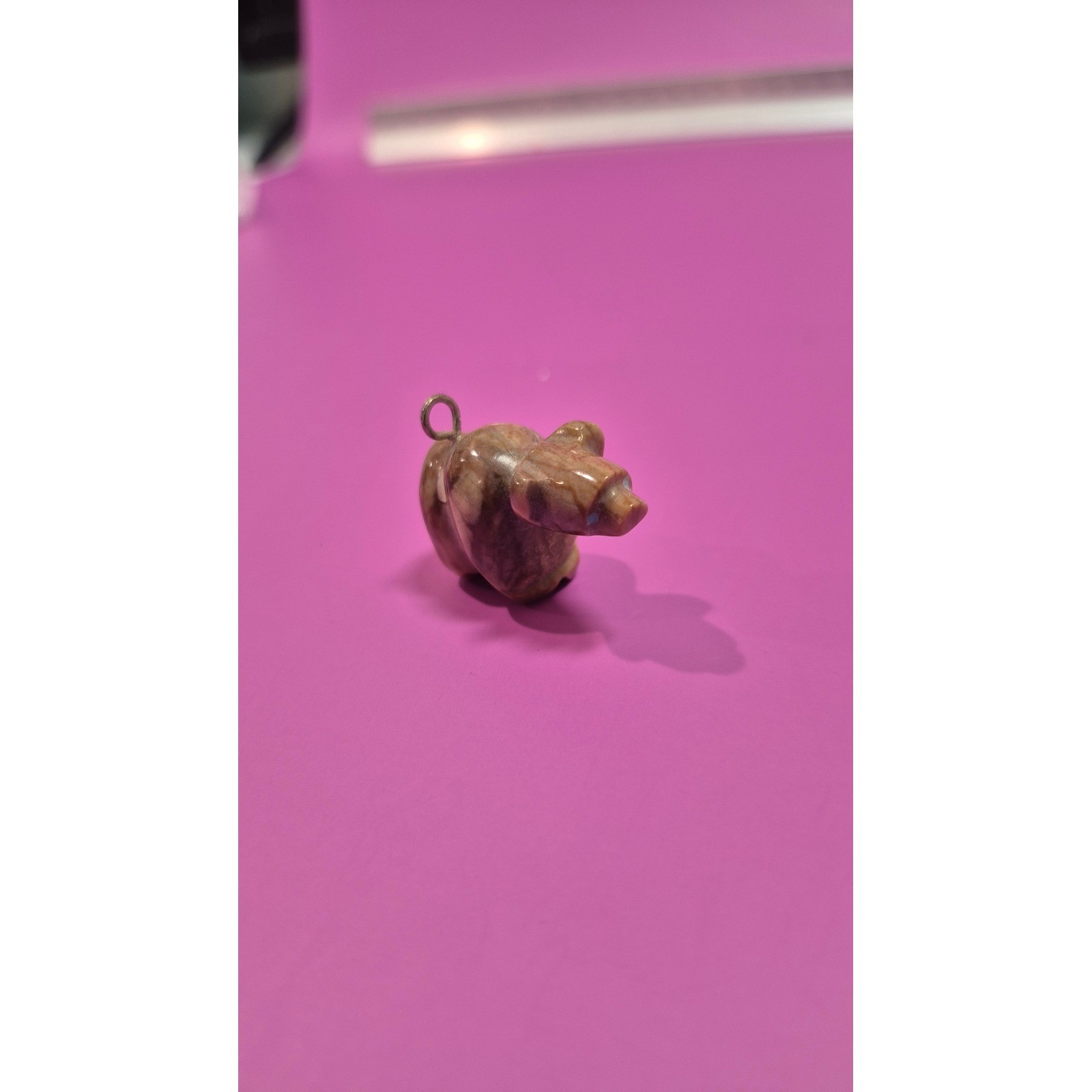 Hand Carved Stone Bear Fetish Pendant Brown Natural Rock Zuni Charm Jewelry