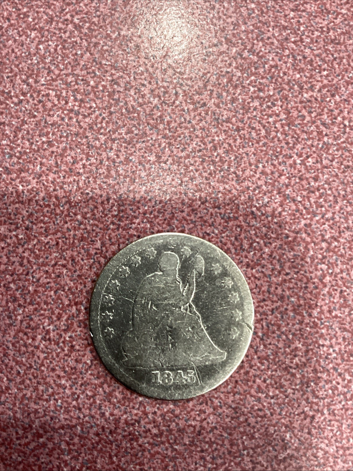 1845 Seated Liberty Quarter, Drapery