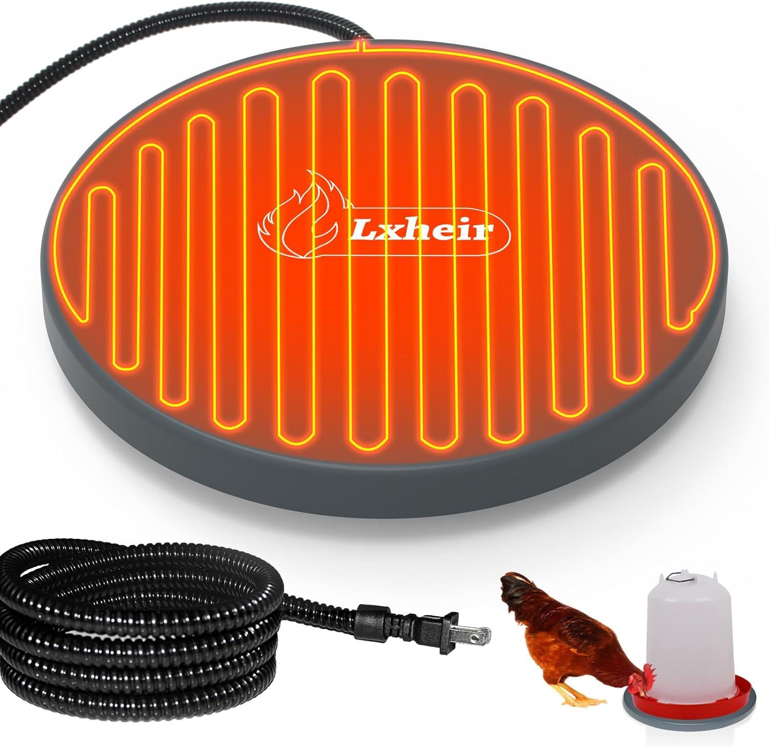 Chicken Water Heater, 13'' Heated Base for Metal Plastic Poultry Founts Waterer 