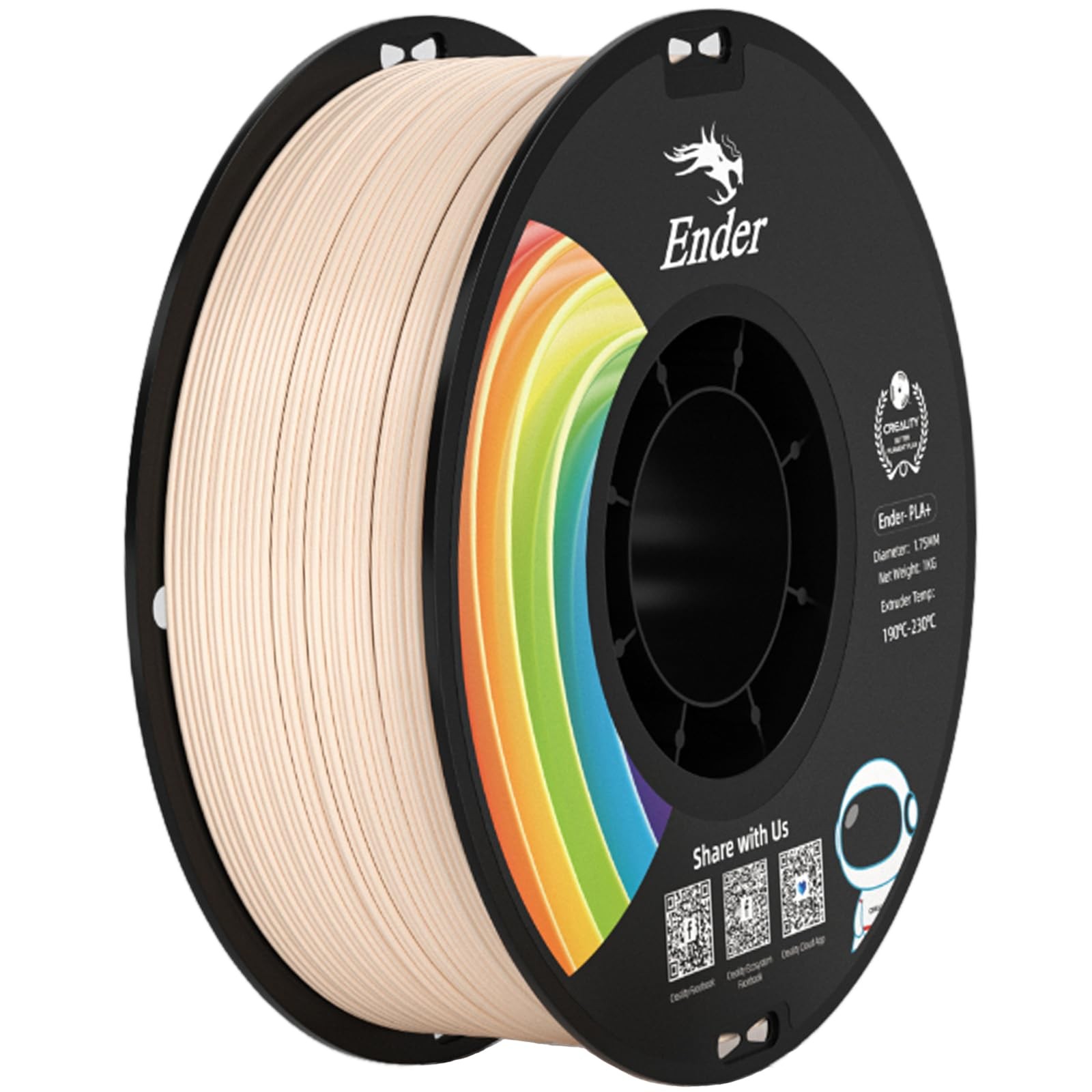 Creality 3D Printer Filament 1.75mm, Ender PLA+ 1kg, 1kg Beige Pla+ 