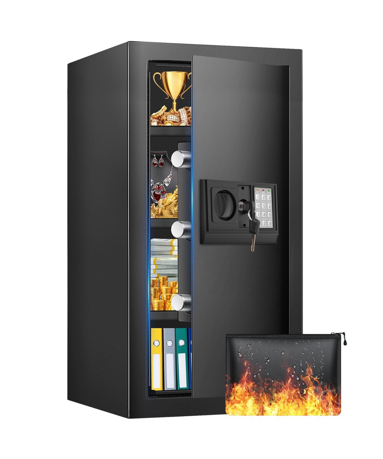 27.56 Inches Tall Safe Box, Home Safe with Fireproof Waterproof Bag, Anti-The...