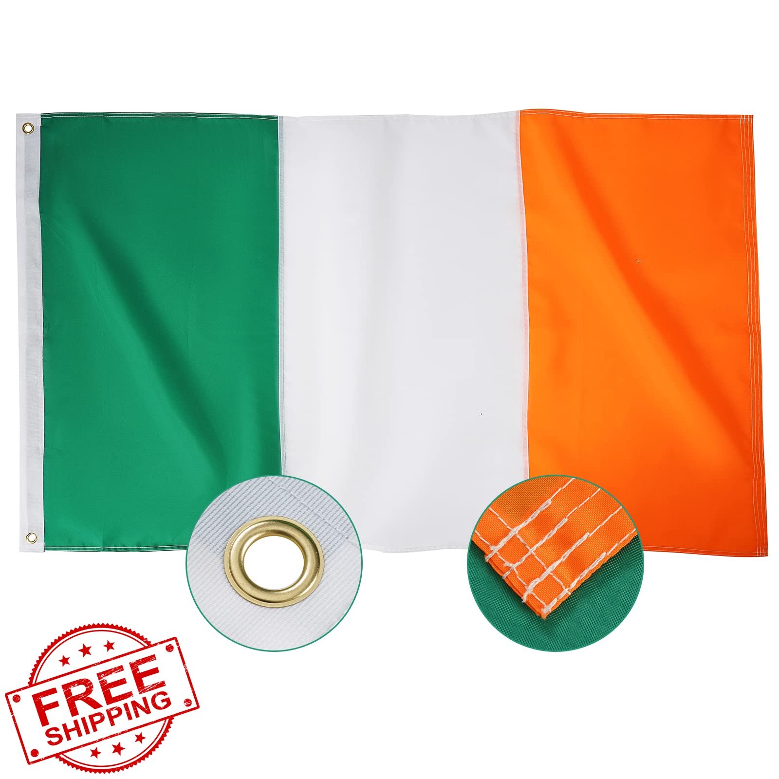 SYII Irish Flag 4x6 Ft Outdoor Double Sided 210D Polyester St Patrick's