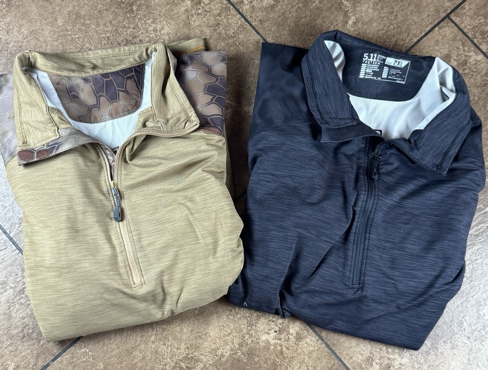 Lot Of 2 5.11 Tactical Rapid Half Zip Kryptek Charcoal & Brown Camo