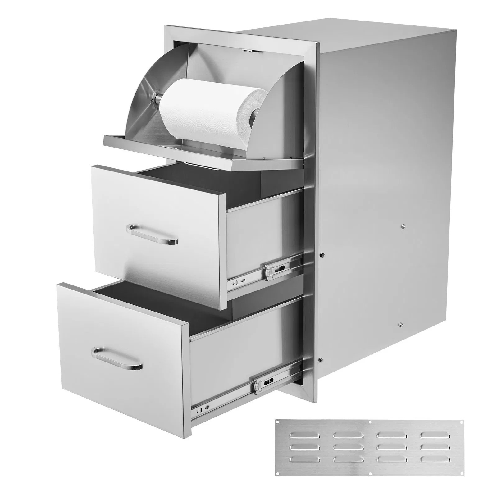 17W x 30H x 21D Inch Outdoor Kitchen Stainless Steel Double Access Drawers