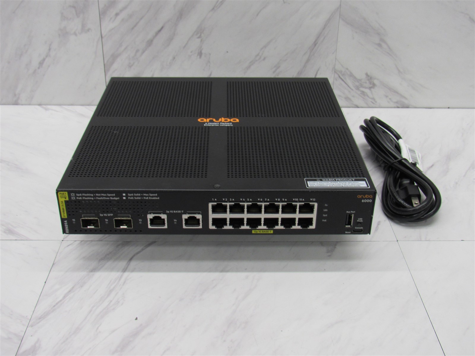 HP Aruba 6000 12G Class4 2G/2SFP 139W 12-Port Gigabit PoE Network Switch R8N89A