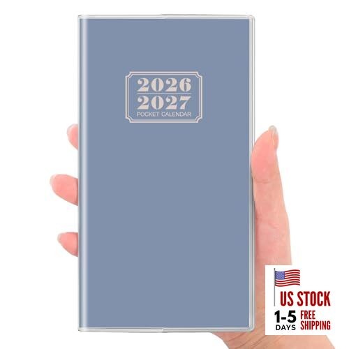  Pocket Calendar 2026-2027, Monthly Planner Jan 2026- Dec 2027 for Airy Blue