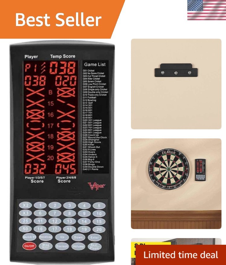 Digital Dart Scorer Electronic Dartboard Scoreboard for Up to 8 Players, with...