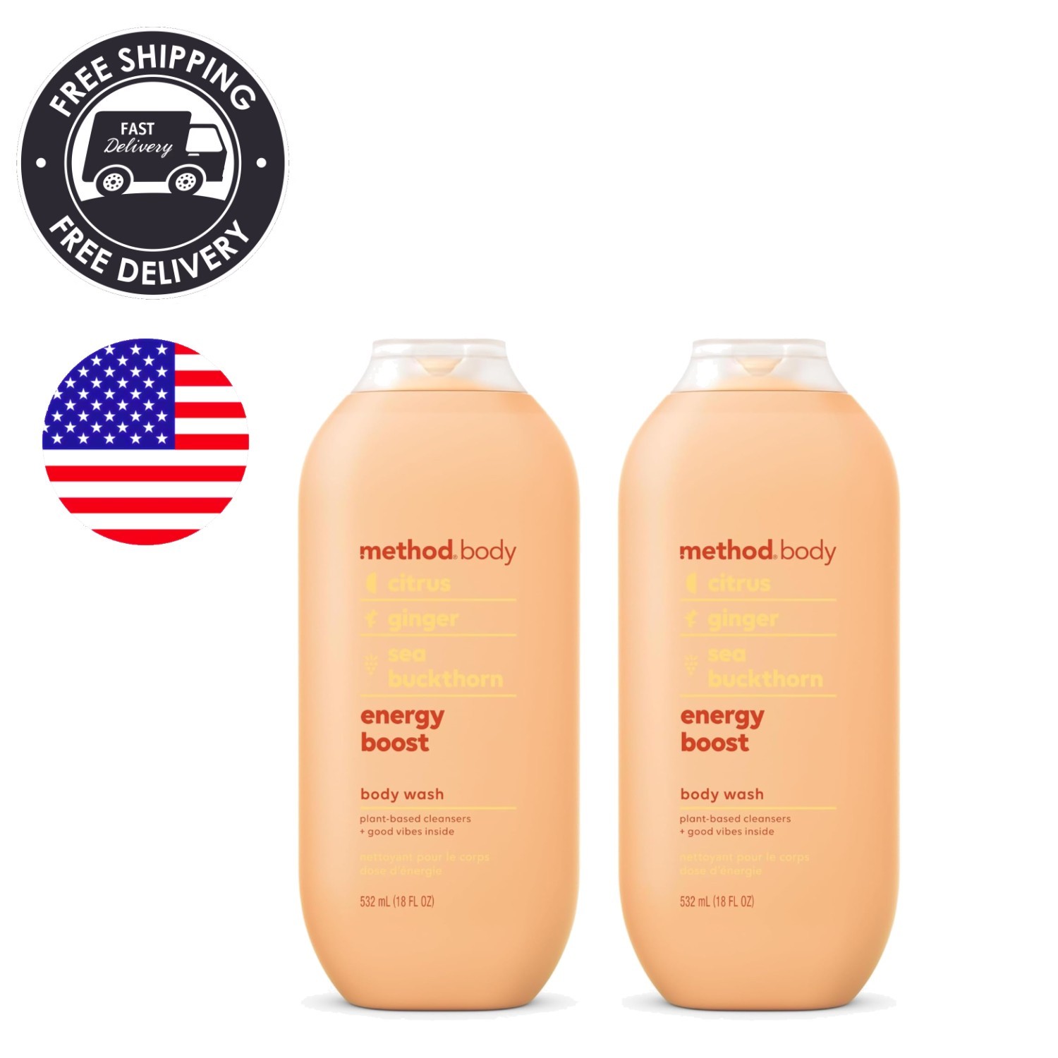 Ultra-Moisturizing Energy Boost Body Wash - 18 oz Bottles, Spa-Like Experience