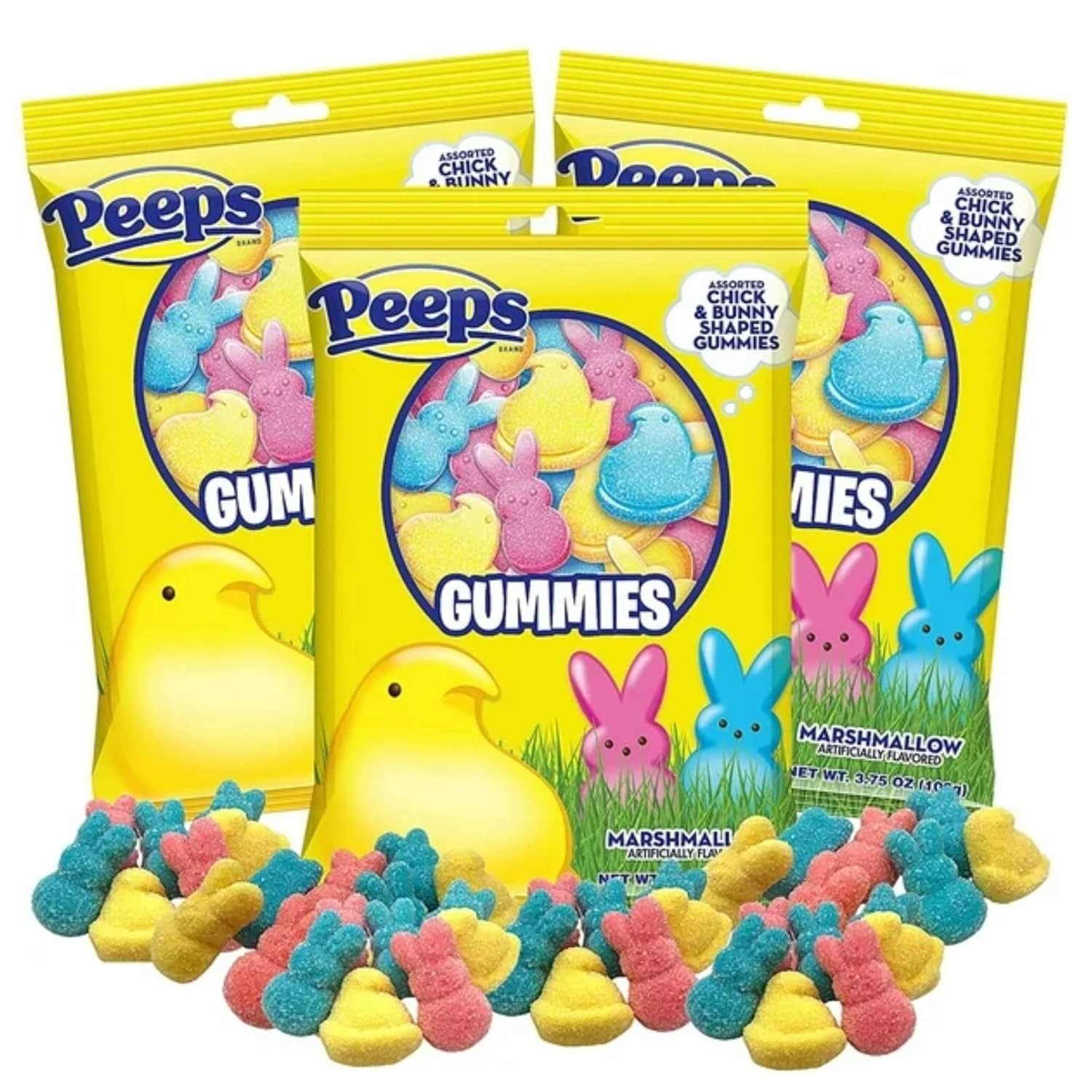 Easter Peeps Gummies, Marshmallow Flavored Bunnies and Chicks, Egg and Basket St