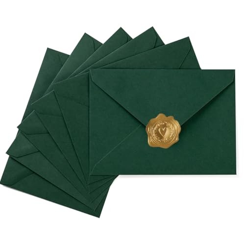 50 Pack A7 Colorful 5x7 Envelopes V Flap Invitation Envelopes for Dark Green