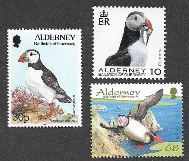 Alderney Puffins Birds nature collection mnh