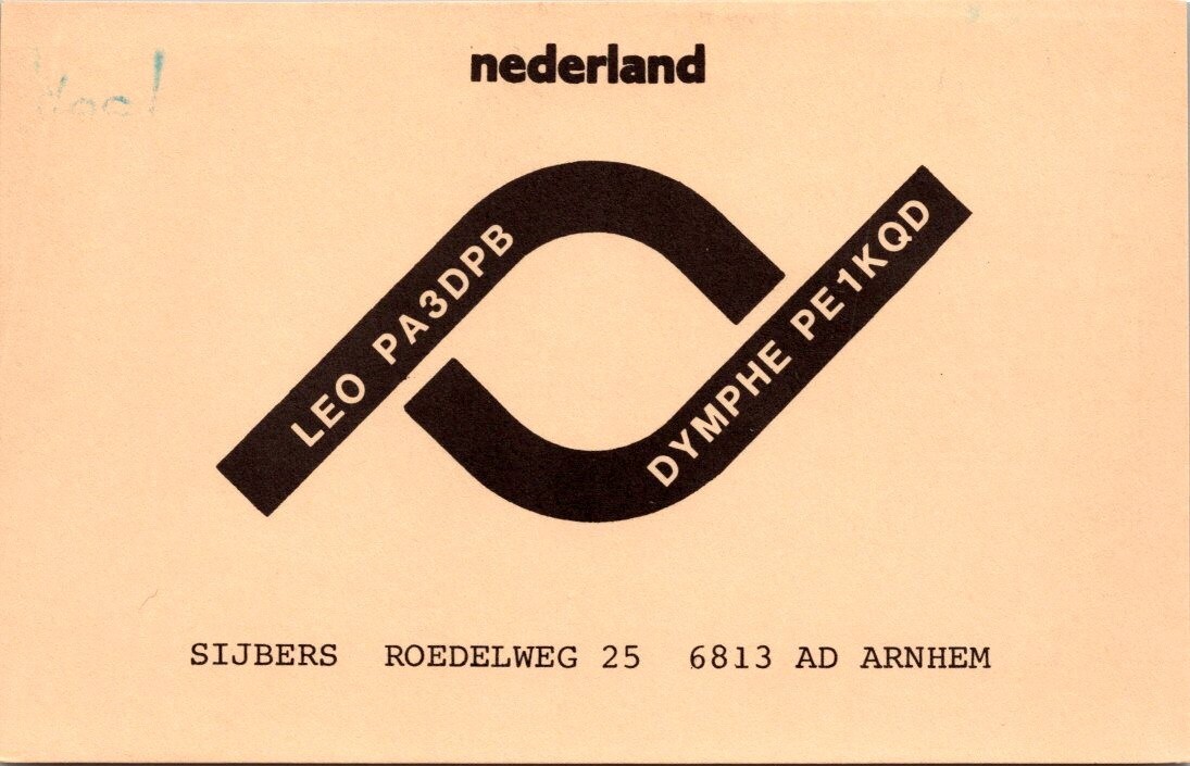 VTG HAM RADIO CQ QSL QSO POSTCARD PA3DPB ARNHEM NETHERLANDS 1986