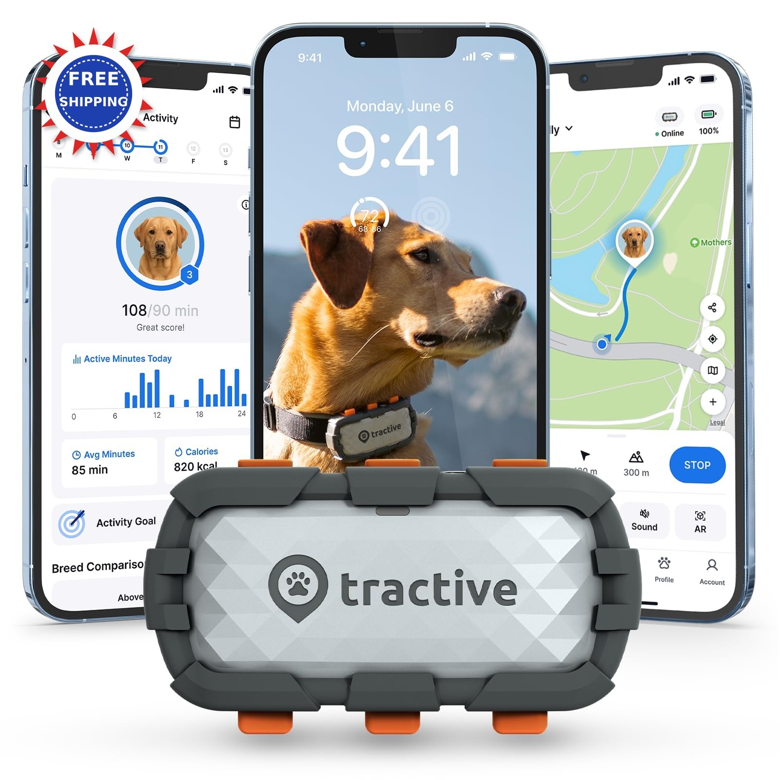 GPS Tracker Smart Dog Tractive XL Adventure Edition Live Virtual Fence Vital