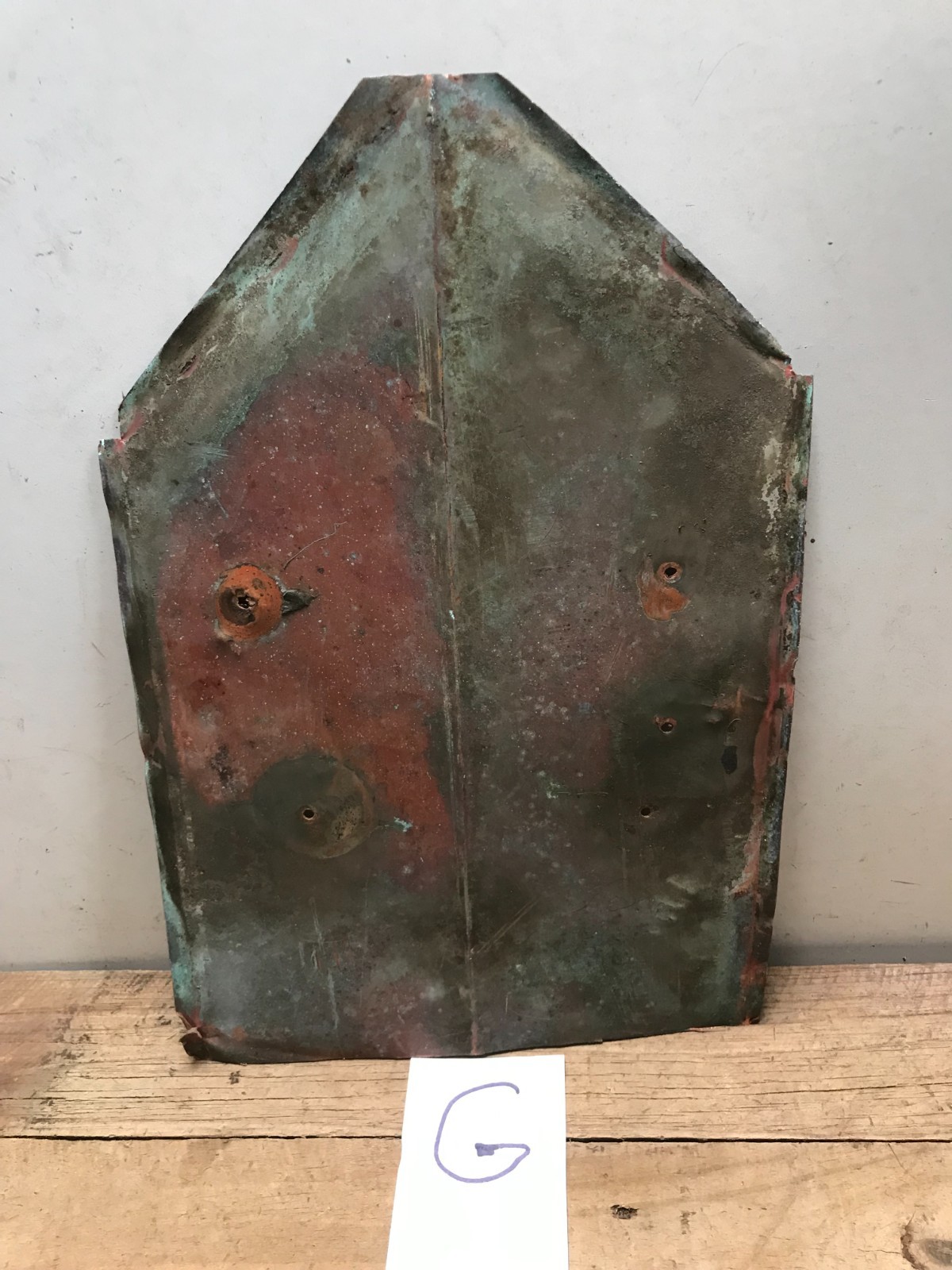 Sheet Copper 18" x 11 3/4" Natural Patina Colors Verdigris gauge 24 (G)