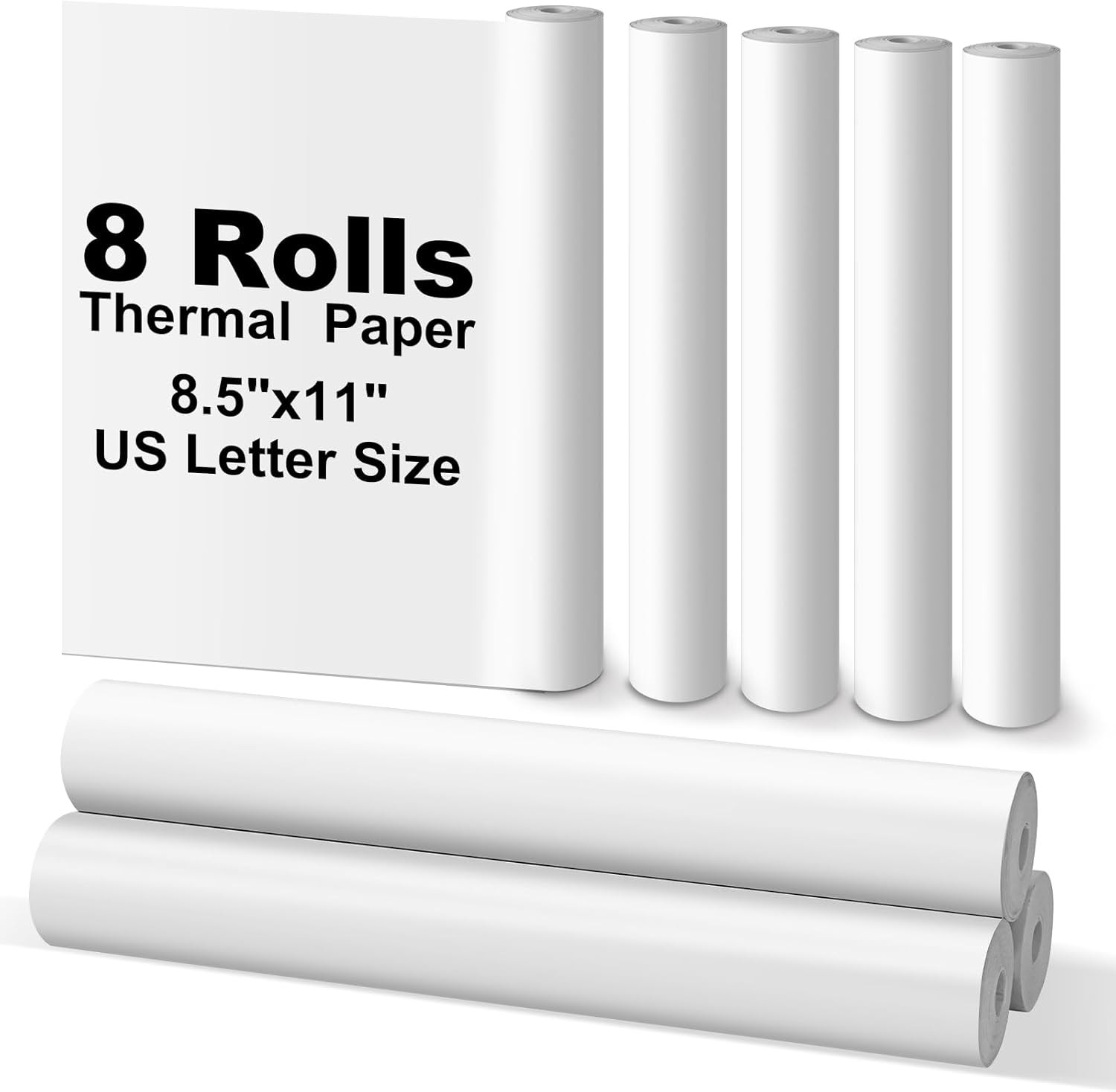 8 Rolls Thermal Printer Paper 8.5''X11'' US Letter Size, BPA Free Quick-Dry Ther
