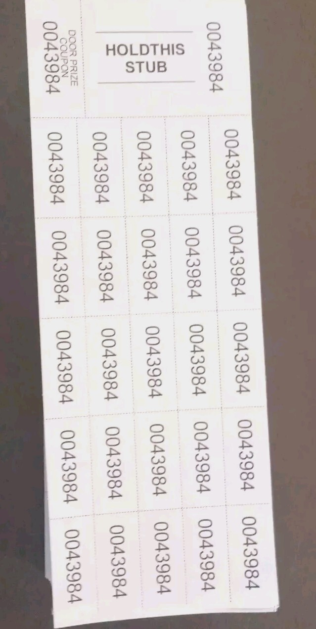 250 Count Sheets For Auctions/Door Prizes. NEW. Open Pkg 25 Tickets Per Sheet.  