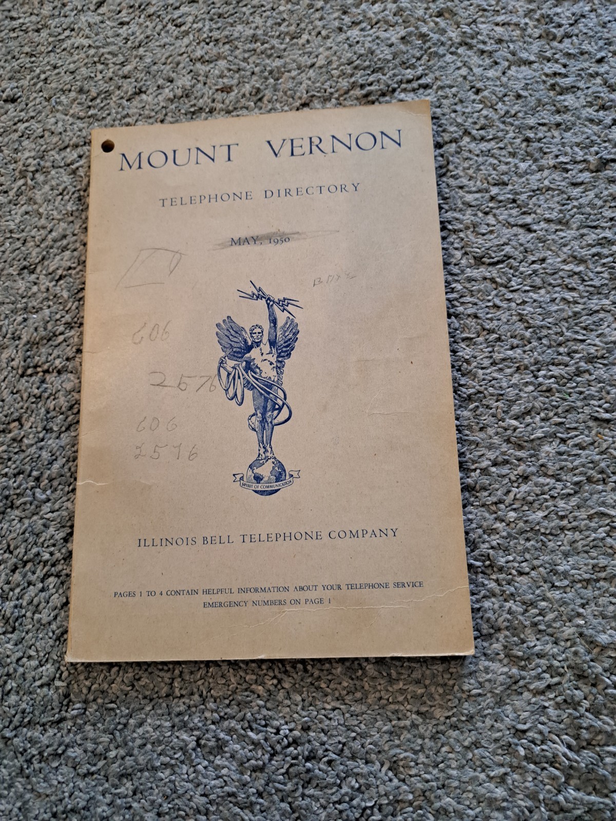 May 1950 Mount Vernon Illinois Telephone Directory Book