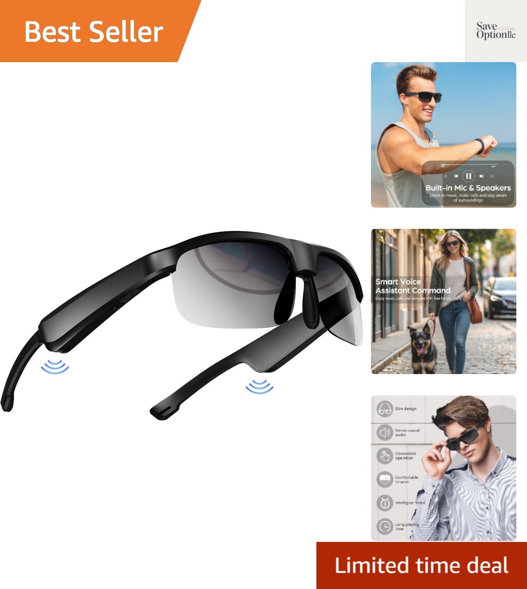Smart Glasses, Polarized Bluetooth Sunglasses with Speaker, Voice Assistant, ...