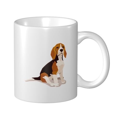 Beagle Dog Coffee Mug, Novelty Christmas Birthday 11 Ounces White-Beagle Dog