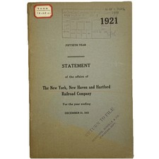 The New York New Haven Hartford Railroad Company Annual Report Ephemera 1921