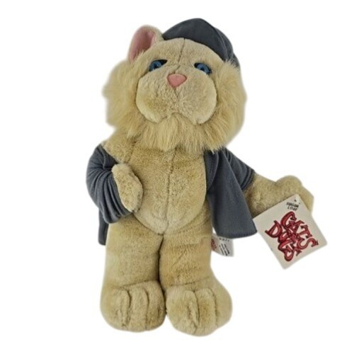 Sugar Loaf 1995 Cats N Dogs Plush Cat Beige Gray Jacket & Cap Polyester