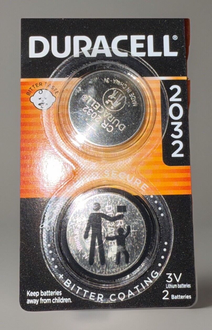 Duracell CR2032 Coin Cell 3V Lithium Battery New In Pkg Of 2