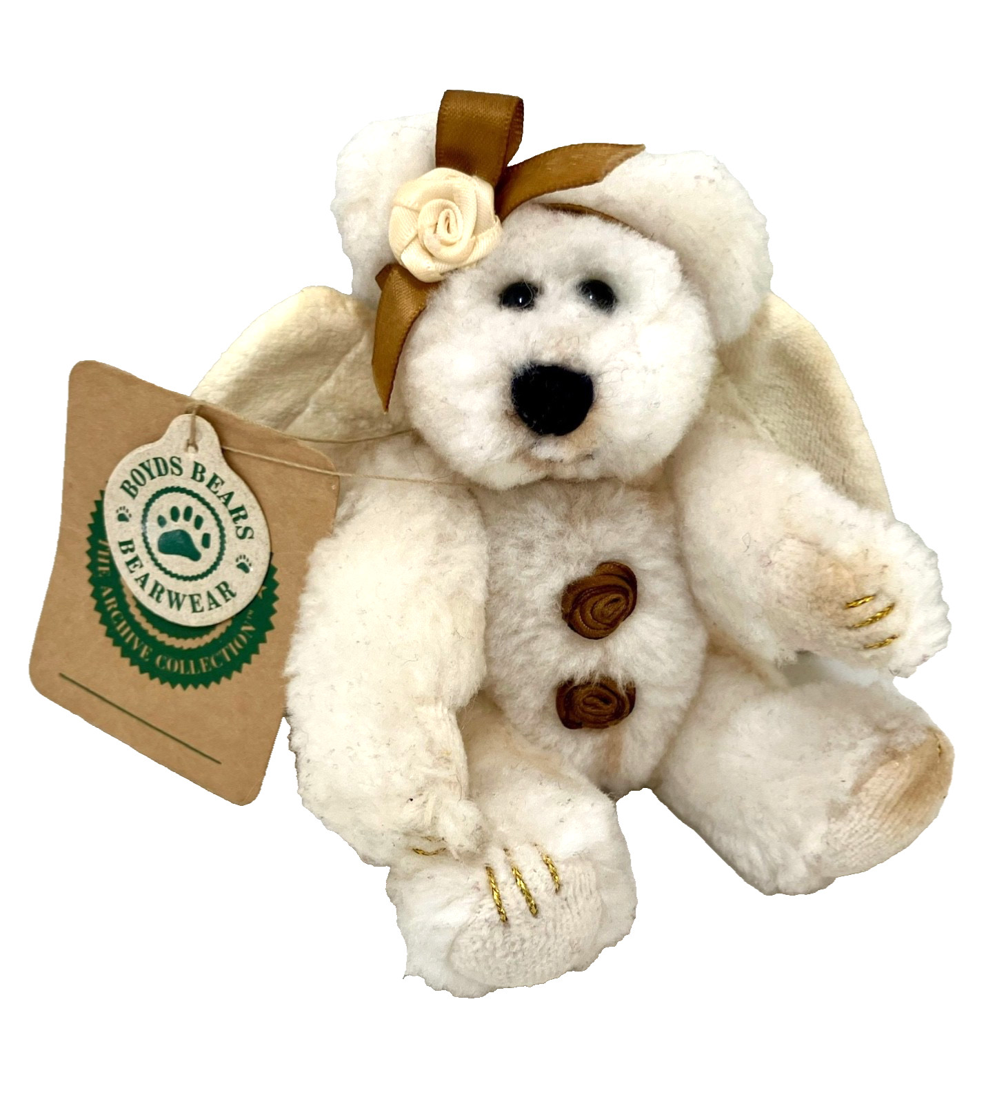 Vintage Boyds Bears Angel Teddy Bear Christmas Jointed Plush Ornament 6" READ
