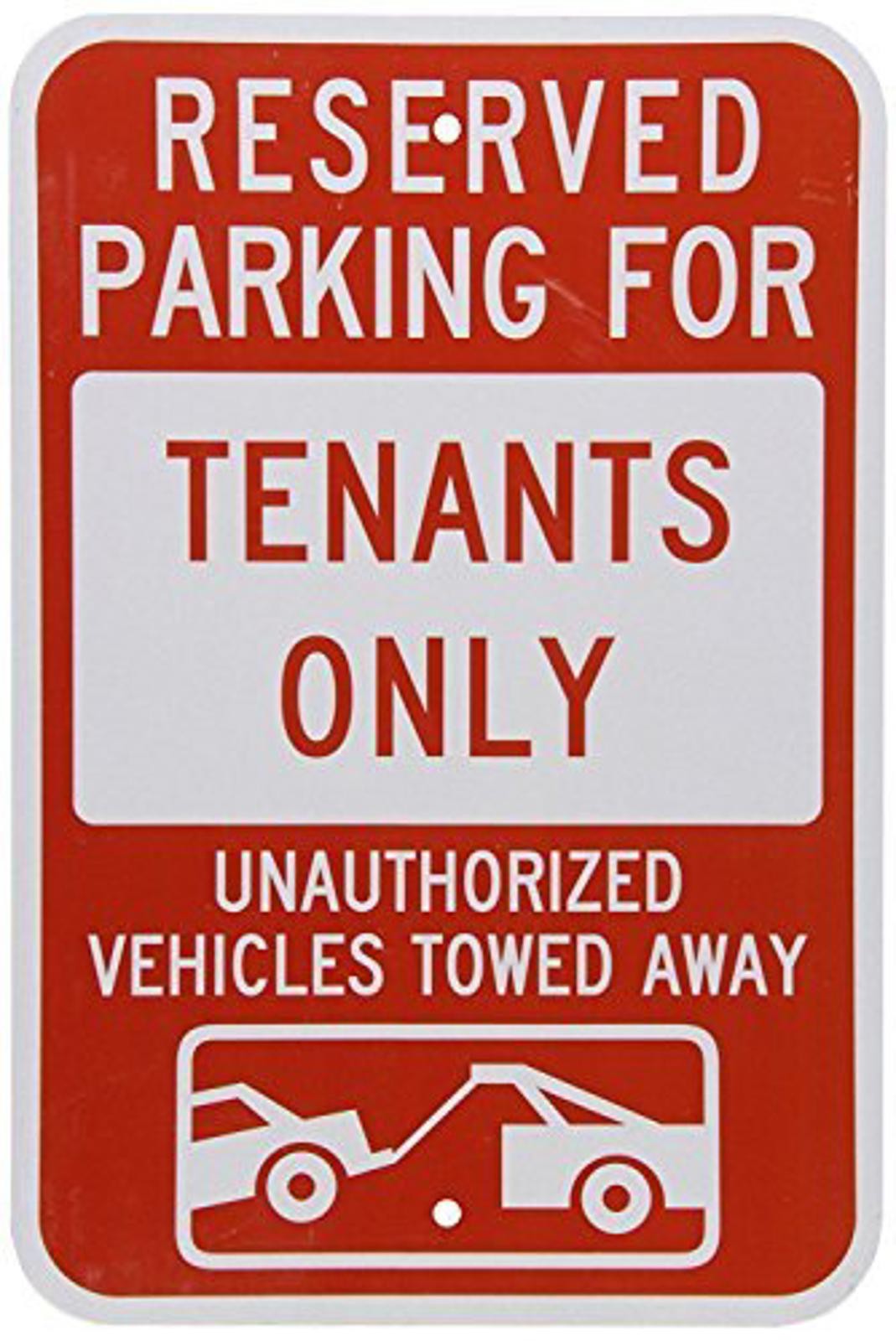 Reserved Parking for Tenants - Vehicles Towed" with Graphic Metal Sign 8X12