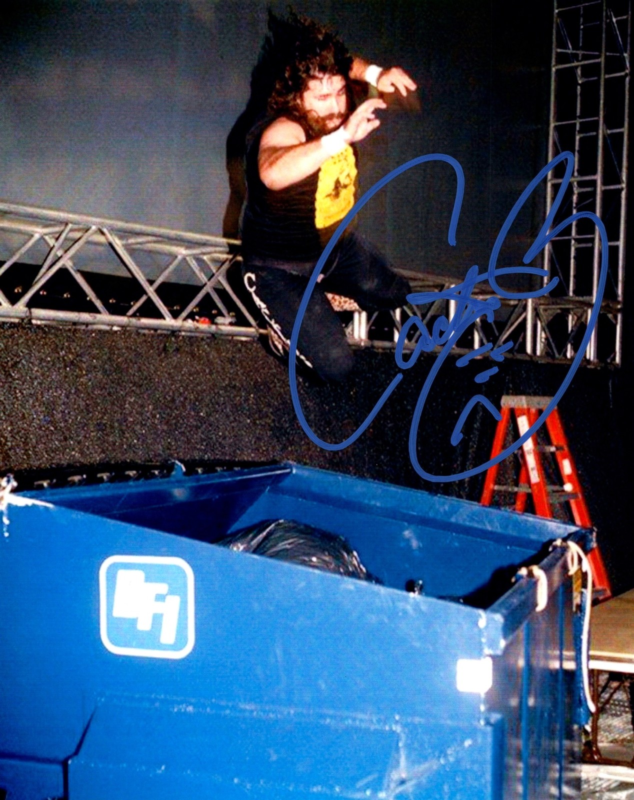 Cactus Jack WWE Mid Air Jump Dive Signed Autographed Photo Authentic 8X10 COA