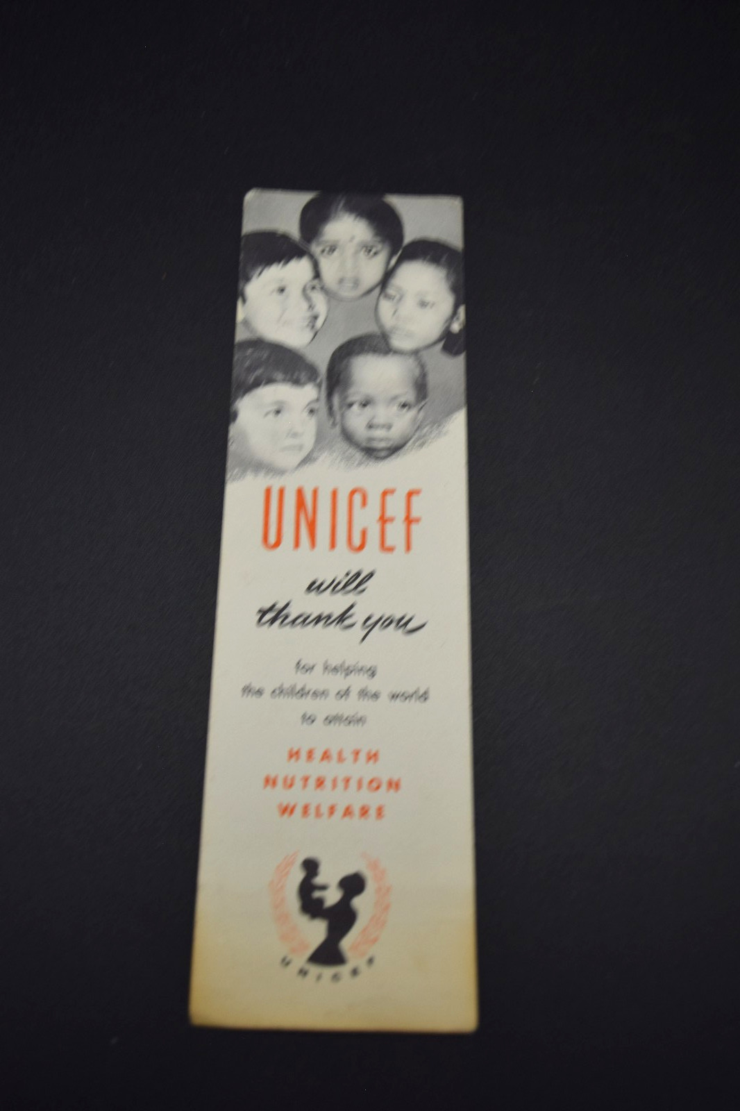 Vintage UNICEF Will Thank You For Helping the Children of the World Bookmark