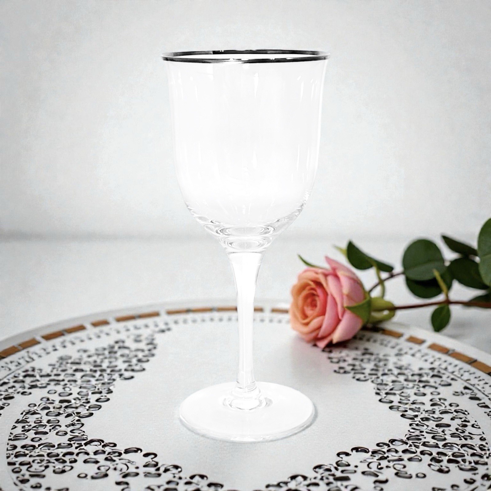 Noritake Crystal PARIS 867 Handmade Clear Platinum 12 OZ Glass Water Goblet NEW