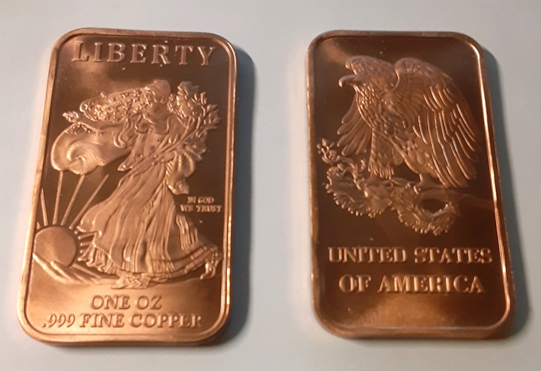 20 x Walking Liberty Design 1 oz .999 Fine Copper Bar (USA)