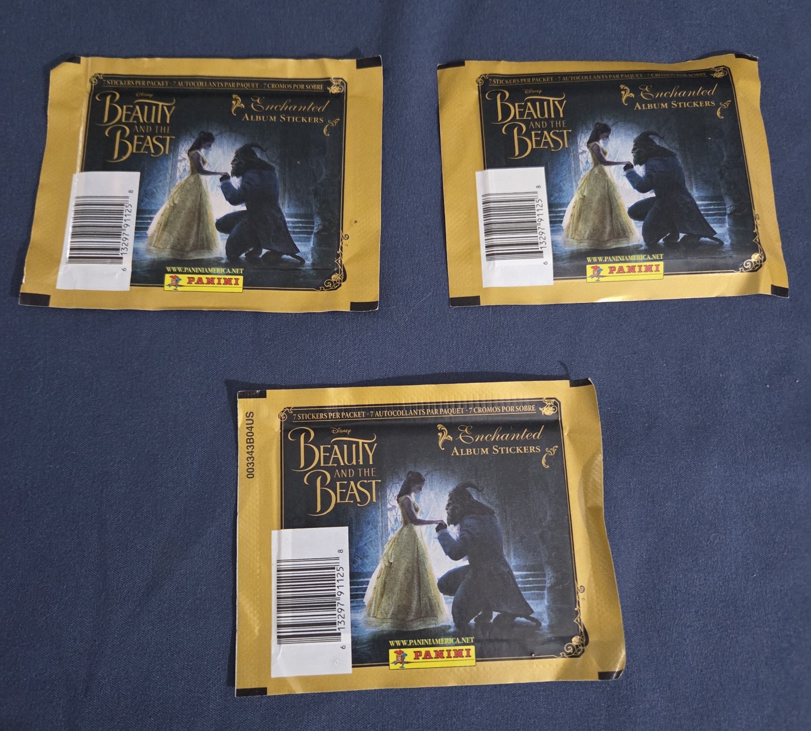 3x Panini Disney Beauty and the Beast Sticker Packs 2017 Enchanted Album Sealed