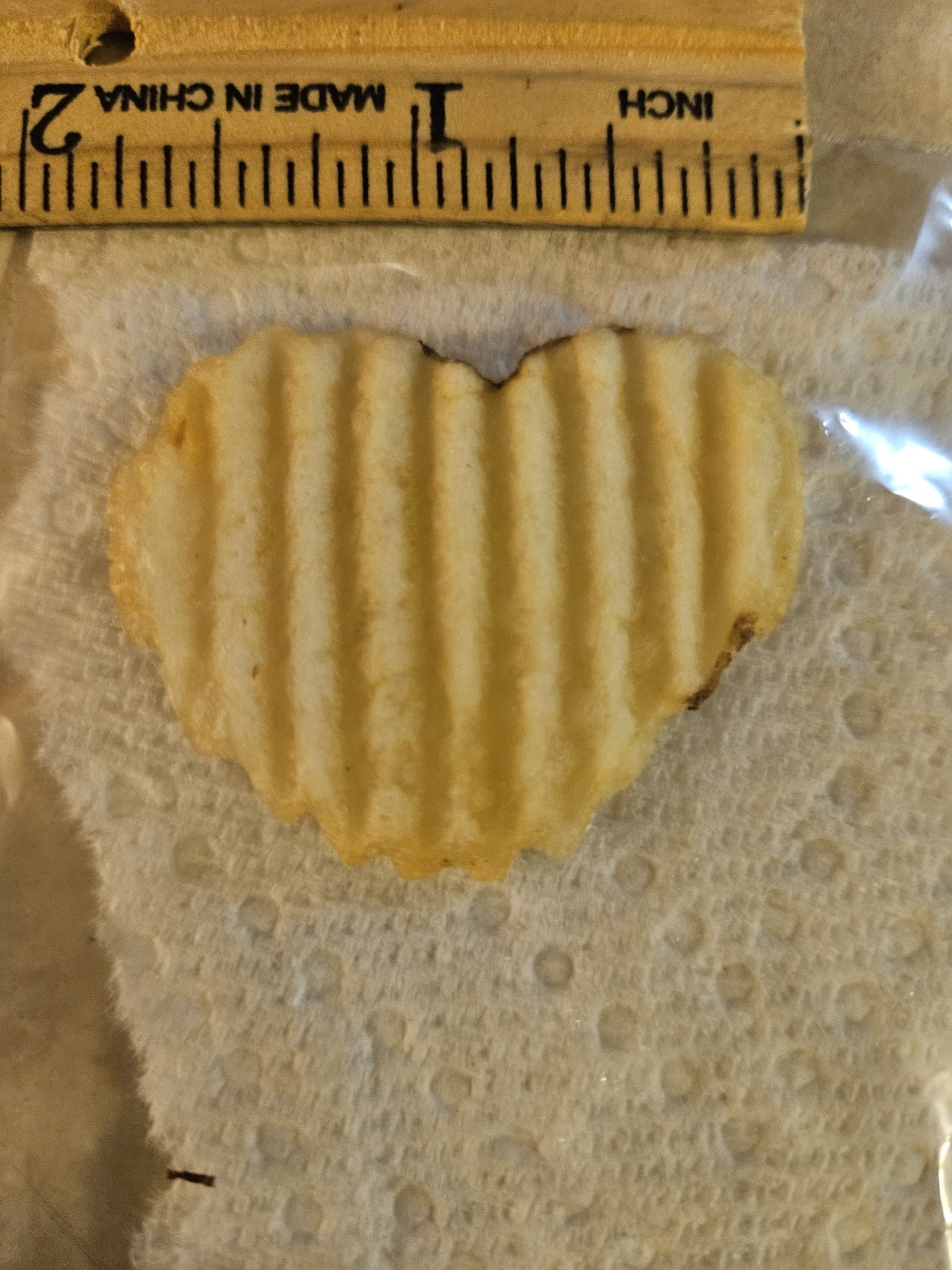 Rare Heart Shaped Potato Chip One Our Family Brand 2 Inches × 1.5 Inches High