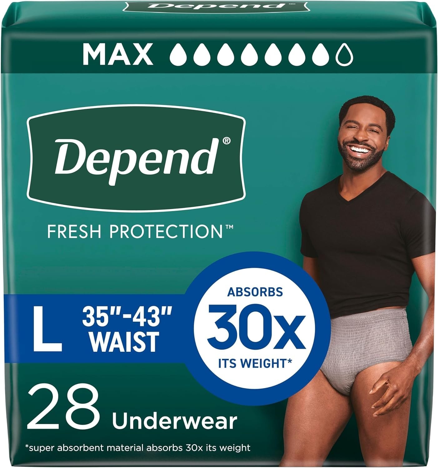 Depend FIT-FLEX Incontinence Underwear for Men, Small/Medium, Gray - 32 Count