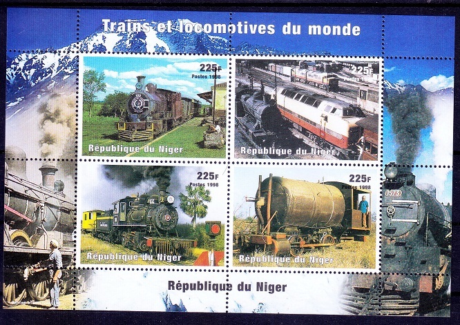 Niger 1998 MNH SS, Railways, Train, Steam Engines Locomotives  