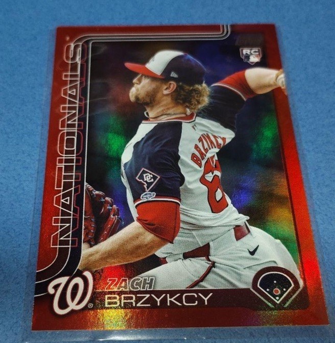 2025 Topps S2 Zach Brzykcy Washington Nats #411 Rookie Red Foil Refractor 2/5
