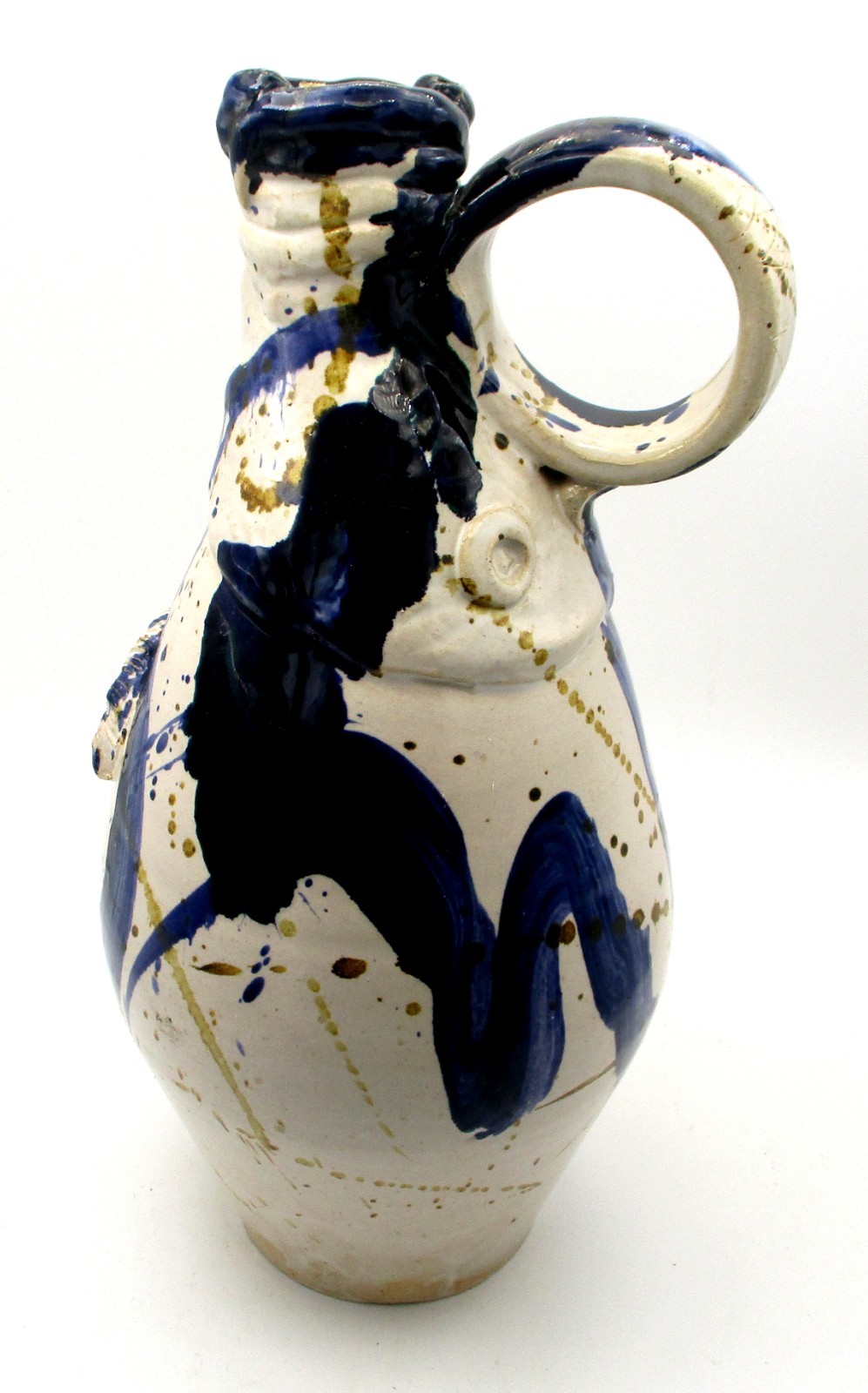 Vintage 1991 Studio Art Pottery Jug - Artist Signed & Dated - 13.25" Tall
