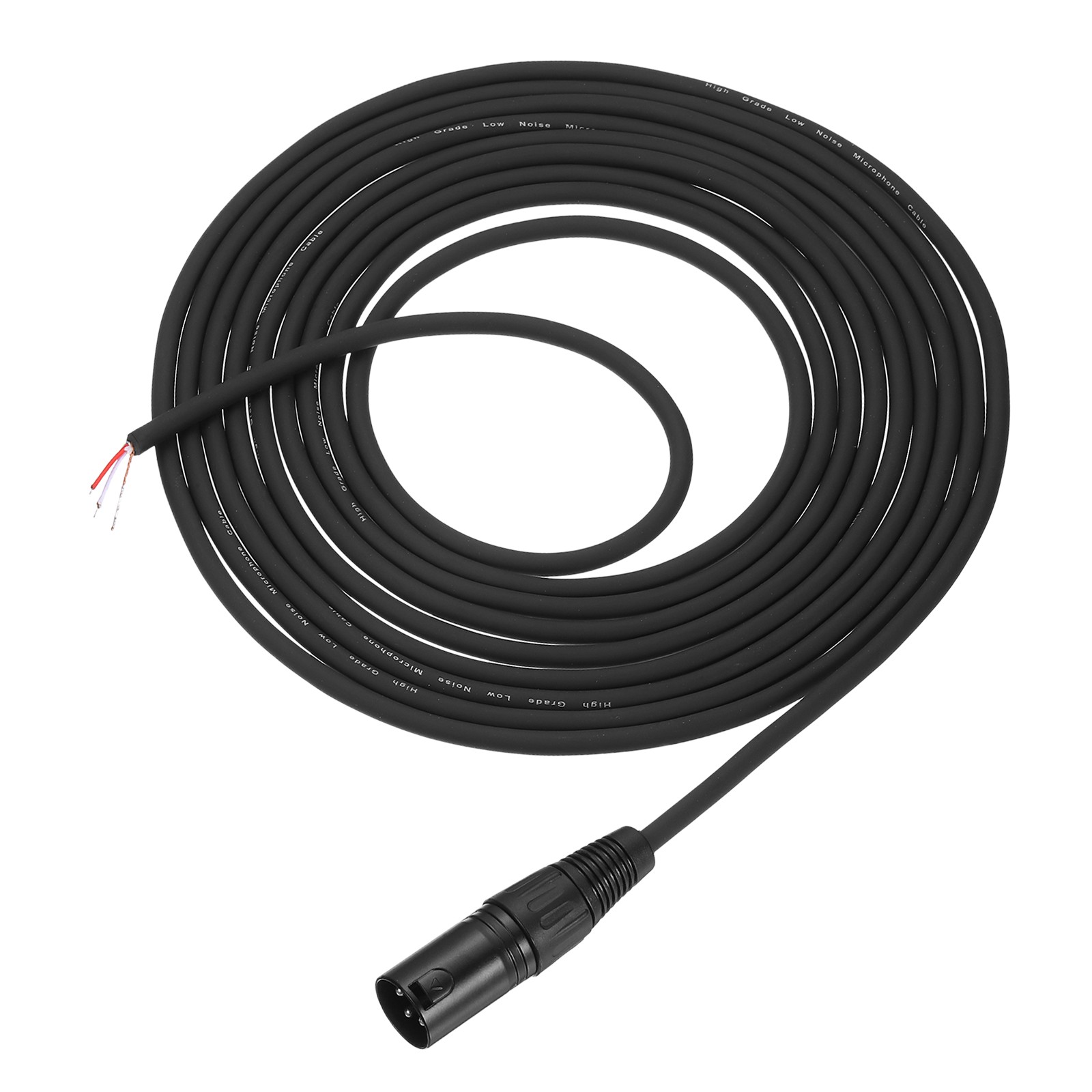 13feet XLR Microphone Open End Cable, 3Pin Male Cable Pigtail Bare Wire, Black
