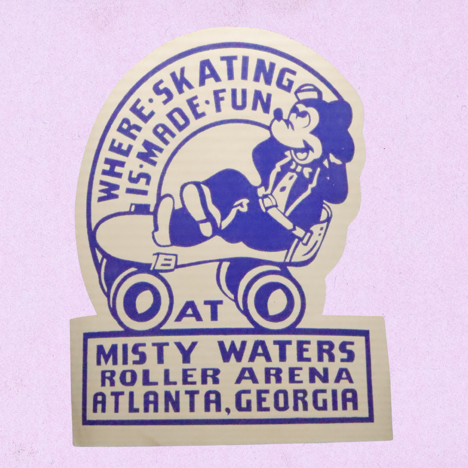 Vintage Roller Skating Rink Sticker Skate Label Rare Misty Waters Atlanta GA S1
