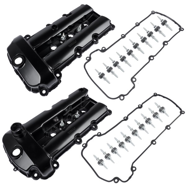 Pair Aluminum Engine Valve Cover Left & Right with Gasket Replacement for Jaguar