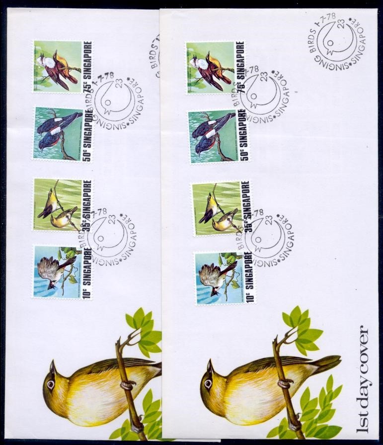SINGAPORE 1978 BIRDS SET OF 5 FDC