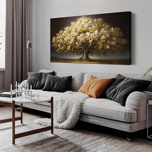  Tree Canvas Wall Art for Living Room, White Flower and 47"L x 24"W Tree-18