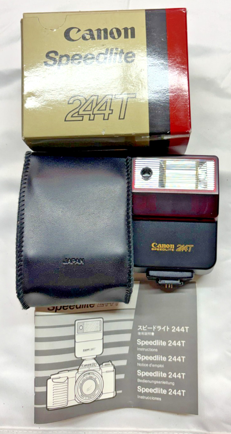 Canon Speedlite 244T Flash For Parts With Case And Box Untested Vintage