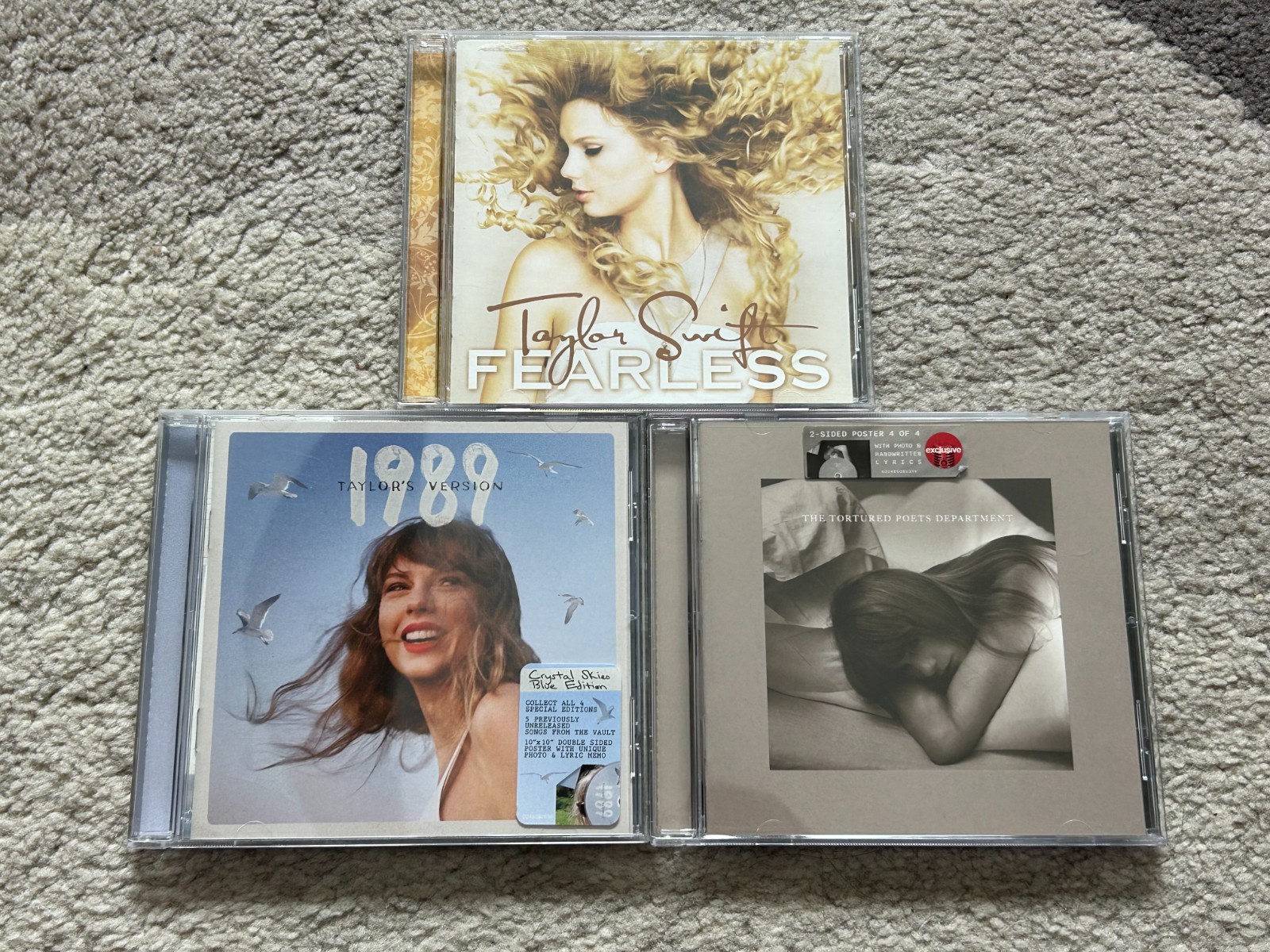 3x Taylor Swift CDs: 1989 TV - TORTURED POETS DEPARTMENT - FEARLESS BIG MACHINE
